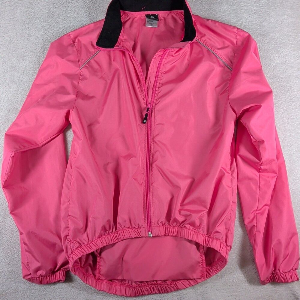 Canari Cycling Jacket Women's Large Pink Long Sleeve Full Zip Windbreaker Pocket